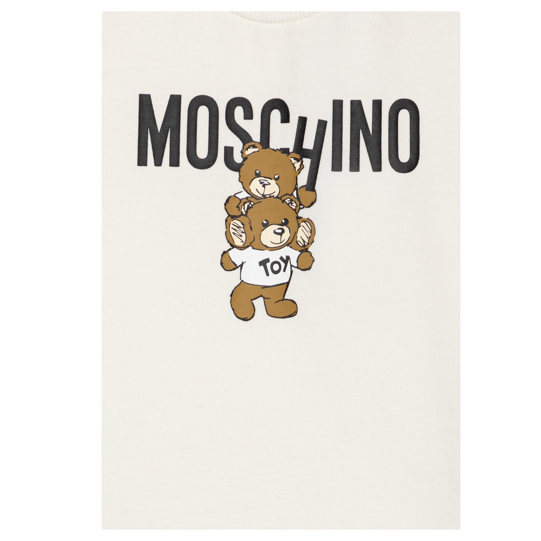 MOSCHINO abito felpa girocollo tinta unita con stampa Panna per Bambina MDV0BN PANNA MOSCHINO 