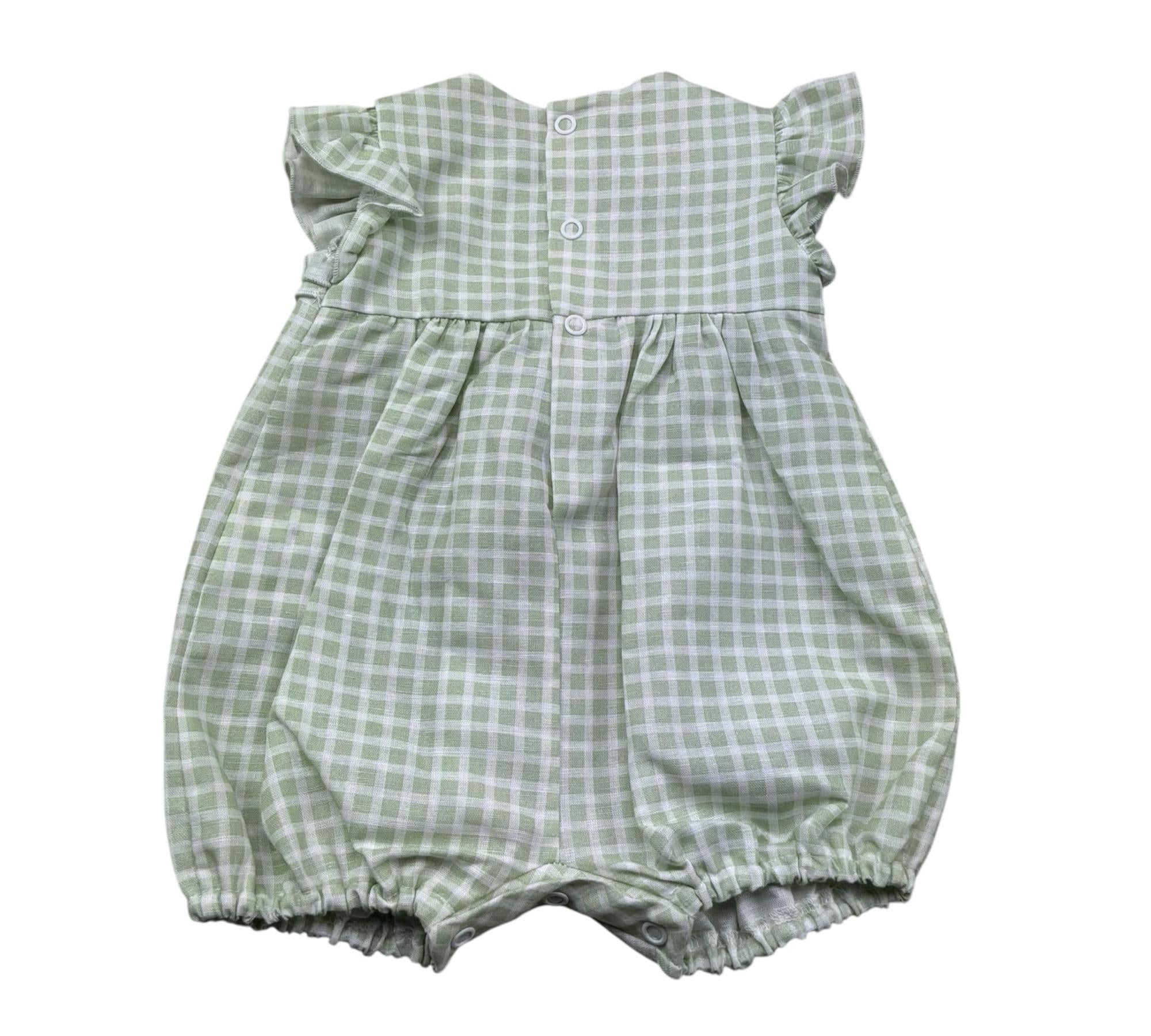 Le Bebe Pagliaccetto Mezza Manica Fantasia Quadretti per Neonata LBG6242 VERDE LE BEBE 