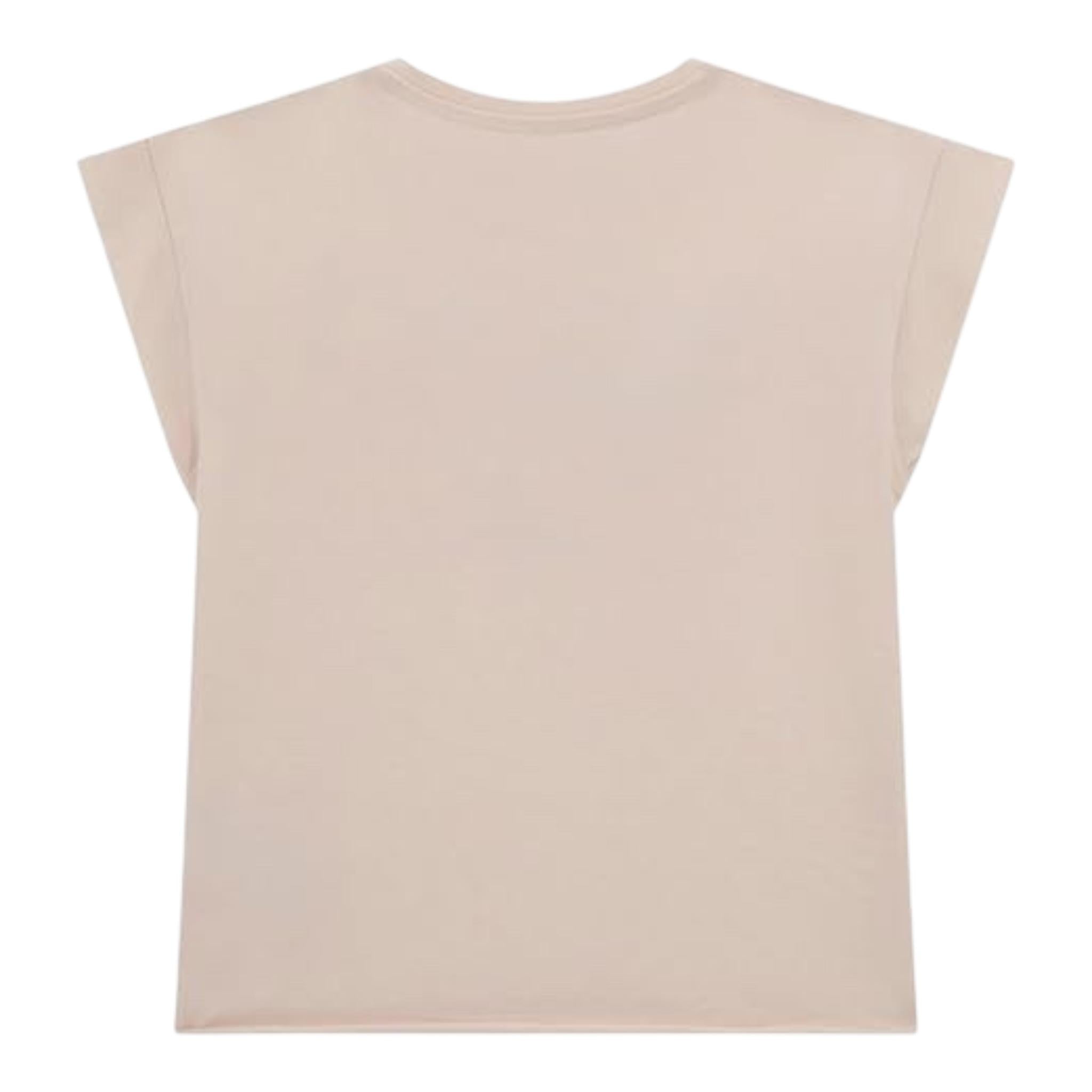 Guess T-Shirt Tinta Unita Girocollo con Paillettes per Bambina J5RI37K05 ROSA GUESS 