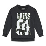 GUESS felpa chiusa girocollo tinta unita con logo Nero per Bambino L4YQ08KA6R4 NERO GUESS 