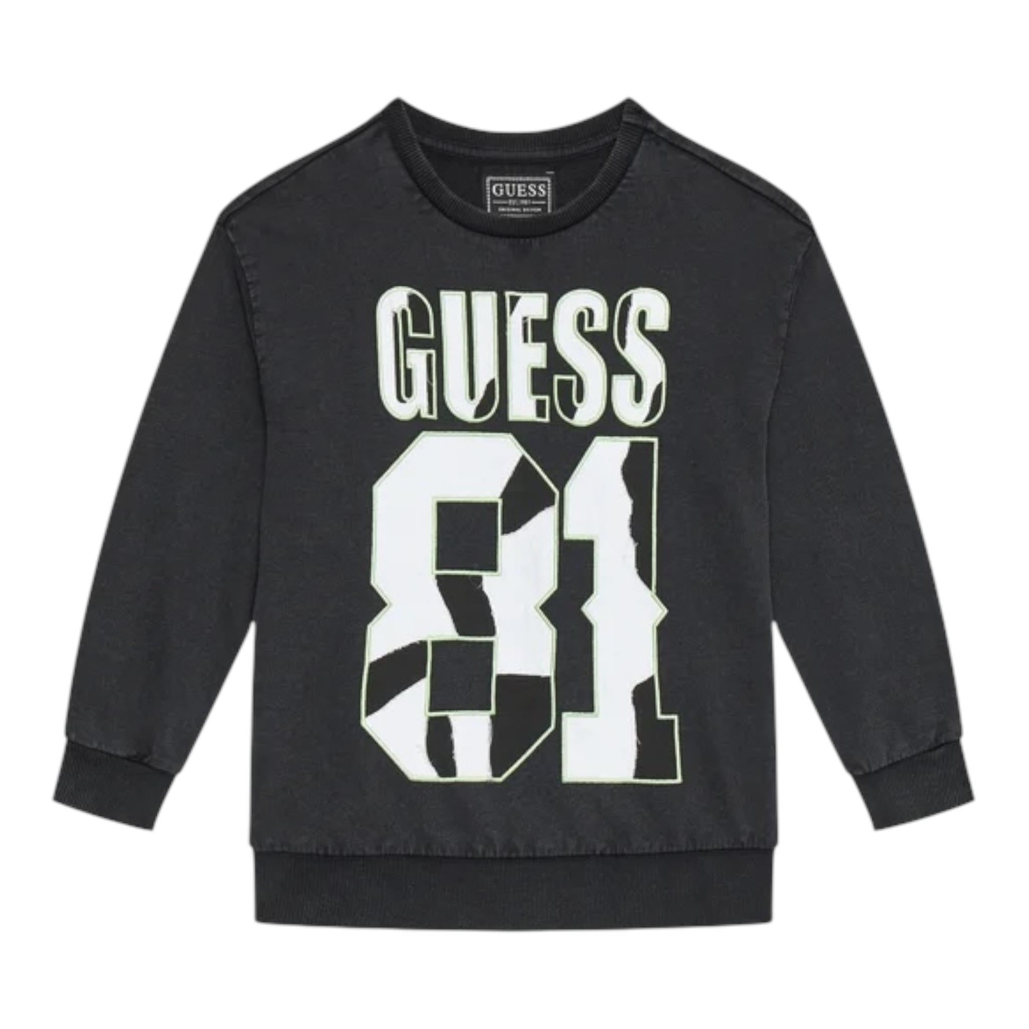 GUESS felpa chiusa girocollo tinta unita con logo Nero per Bambino L4YQ08KA6R4 NERO GUESS 