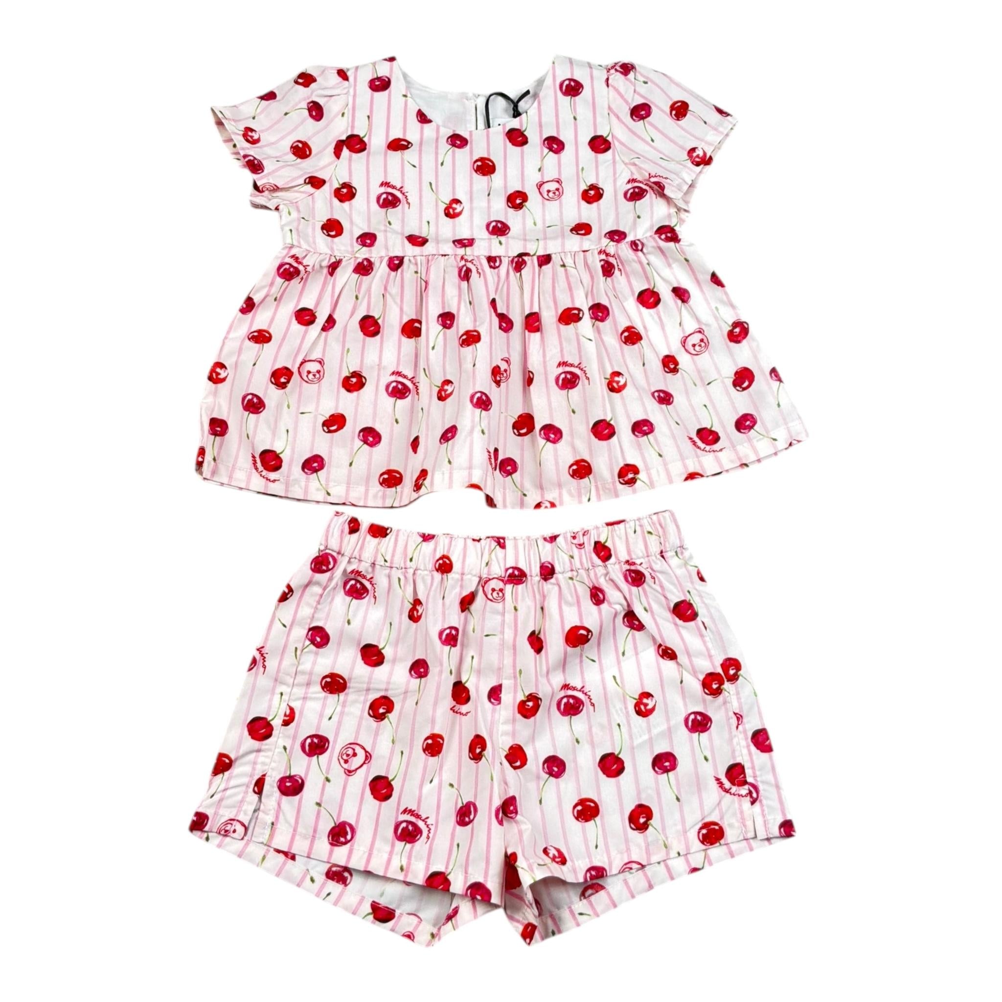 Moschino Completo 2 Pezzi Camicia-Short Tinta Unita con Stampa per Neonata MDG01P BIANCO MOSCHINO 