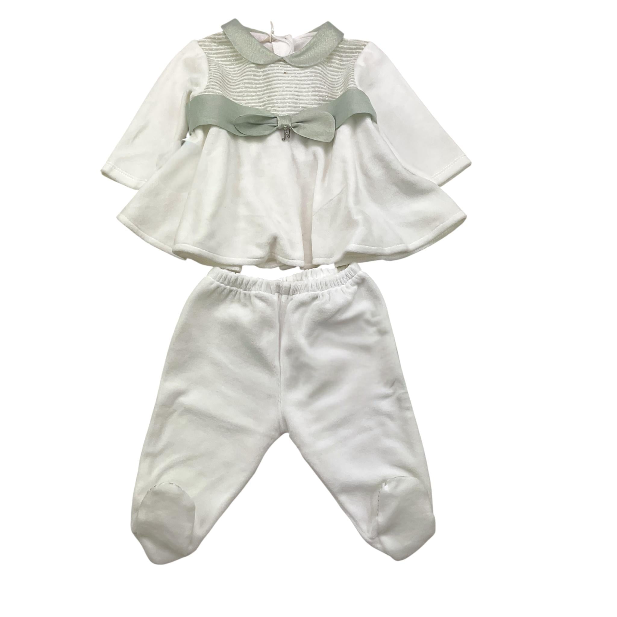 NINNAOH completo 2pz tinta unita maglia-ghettina Bianco/verde per Neonata I2375C BIANCO/VERDE NINNAOH 