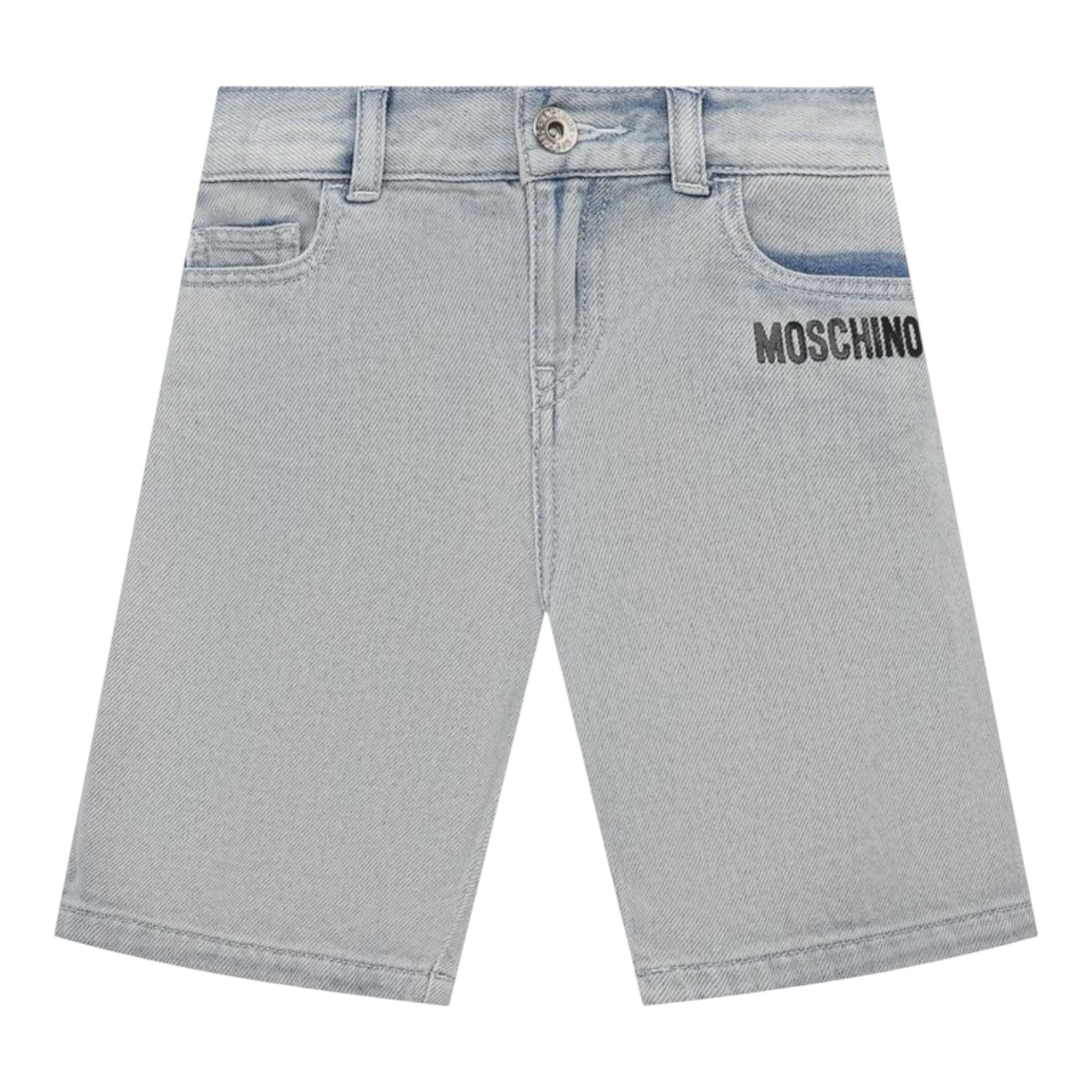 Moschino Bermuda In Denim Tinta Unita per Bambino HUQ01Y AZZURRO MOSCHINO 
