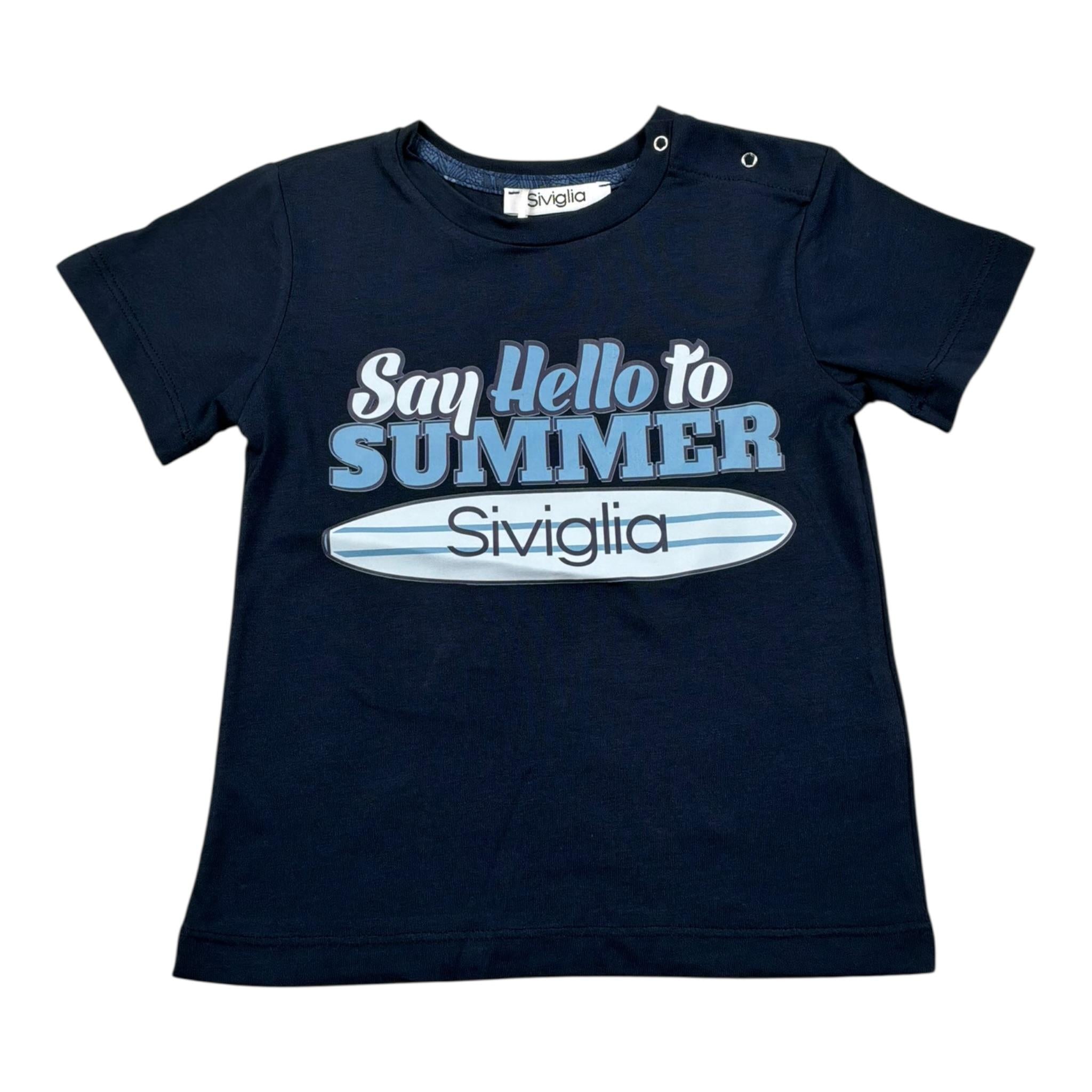Siviglia T-Shirt Girocollo Tinta Unita con Stampa per Neonato SVNTS17290 BLU SIVIGLIA 