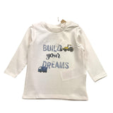 Name.It Shirt mit Rundhalsausschnitt, einfarbig, cremefarben, Aufdruck für Neugeborene