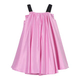 Twinset Einfarbiges Kleid Mit Schleife Und Kontrastierenden Logo-Trägern Rosa Für Mädchen