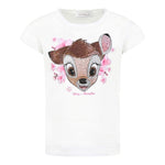 Monnalisa T-Shirt Girocollo Tinta Unita con Stampa per Bambina 19E607 BIANCO MONNALISA 