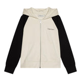 Calvin Klein Felpa con Zip E Cappuccio con Maniche In Contrasto per Bambino IB0IB02378 PANNA CALVIN KLEIN 