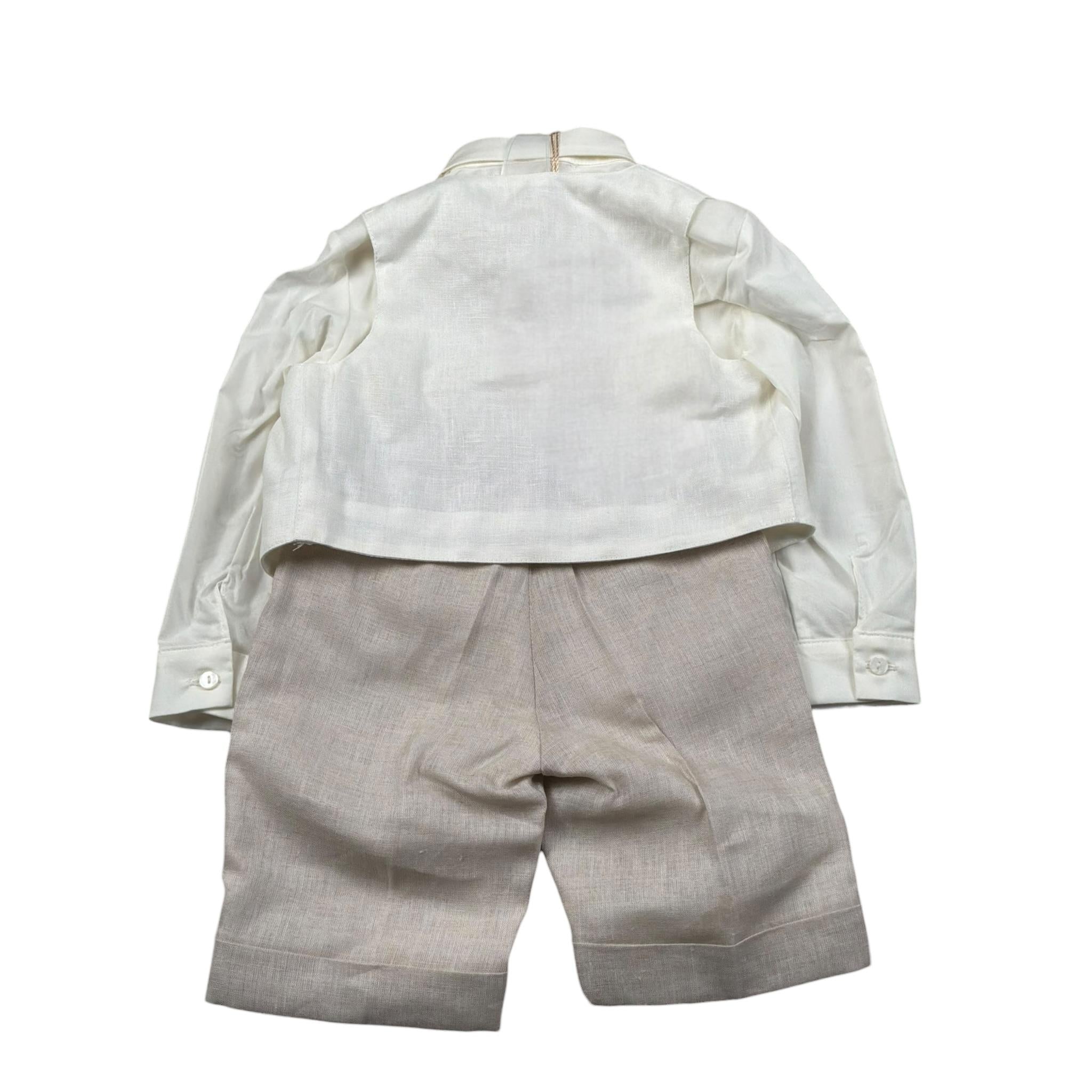 Pure Firenze Completo 4 Pezzi Camicia-Gilet-Bermuda-Papillon per Neonato 11088 PANNA PURE FIRENZE 