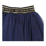 Balmain Einfarbiger Tüllrock Mit Logo-Elastischer Taille Blau Für Mädchen