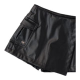 SARABANDA short in ecopelle tinta unita Nero per Bambina A240X NERO SARABANDA 