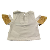 Miss Grant T-Shirt Girocollo Tinta Unita con Scollo Sulle Spalle E Maniche In Paglia per Neonata MG1328N BIANCO MISS GRANT 