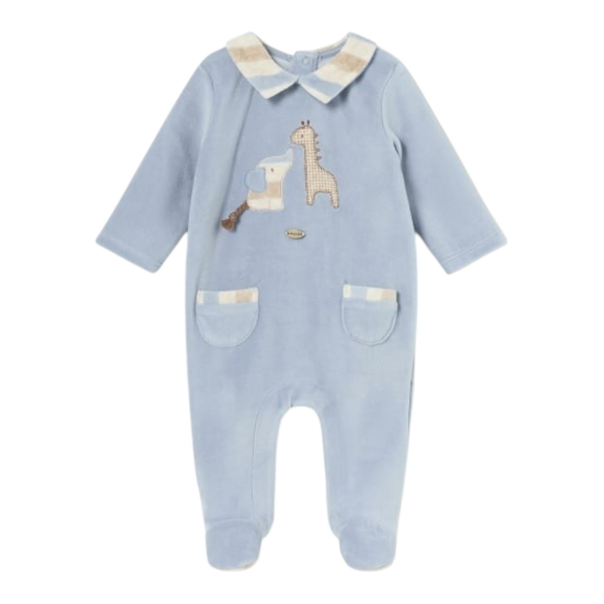 MAYORAL tutina manica lunga in ciniglia tinta unita Azzurro per Neonato 27933X AZZURRO MAYORAL 