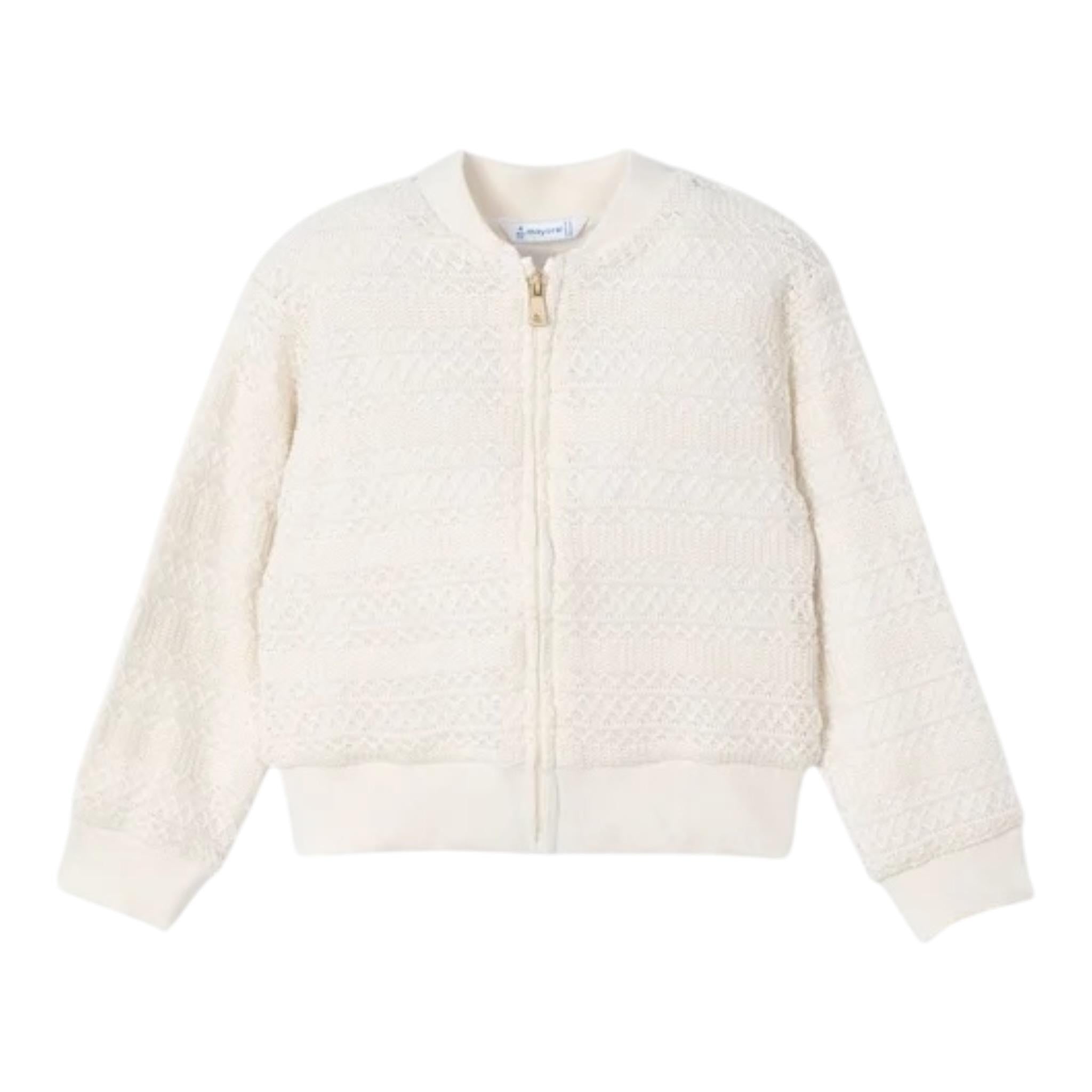 Mayoral Felpa Tinta Unita con Zip E Ricami per Bambina 3409 AVORIO MAYORAL 