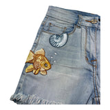 Monnalisa Short In Denim Tinta Unita con Ricami per Bambina 191403R2 AZZURRO MONNALISA 