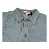 Please Camicia Mezza Manica Tinta Unita per Neonata CC85010G71 AZZURRO PLEASE 