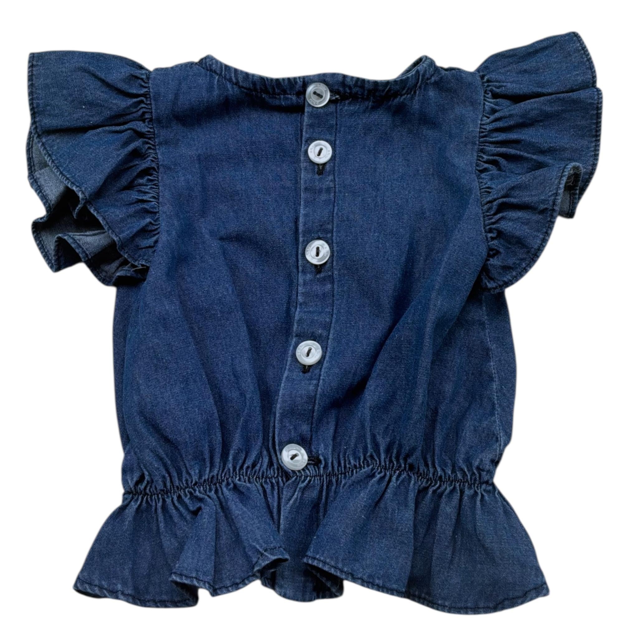 Le Bebe Camicia Giromanica Tinta Unita per Neonata LBG6420 BLU LE BEBE 