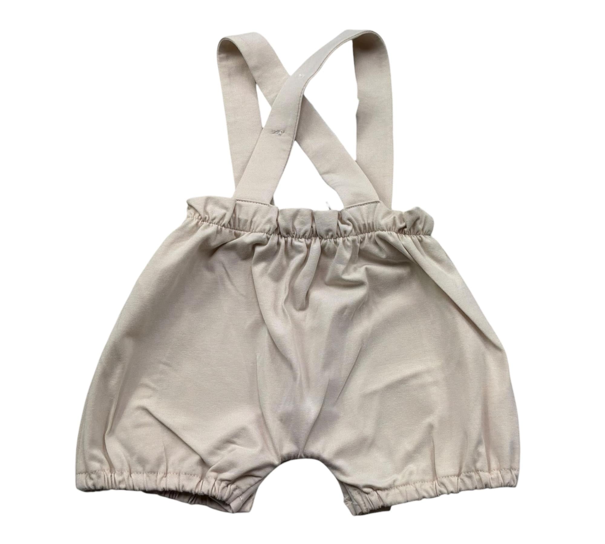 Le Bebe Pagliaccetto Tinta Unita con Bretelle per Neonata LBG6310 BEIGE LE BEBE 