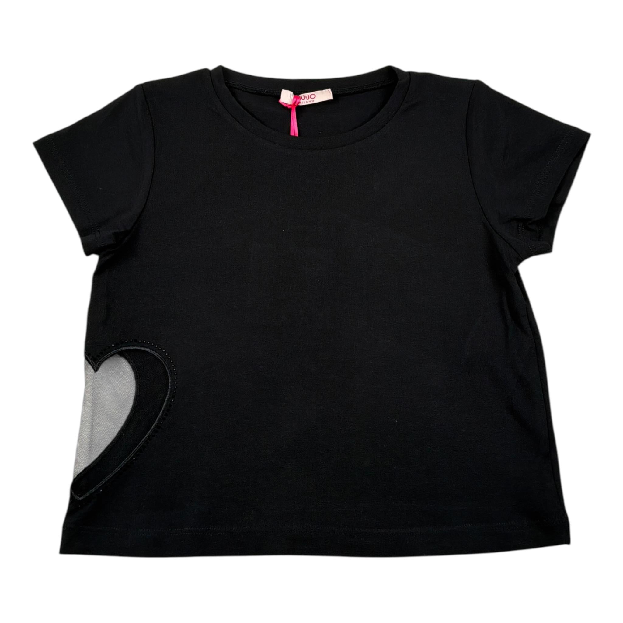 Liu Jo T-Shirt Girocollo tinta unita con Applicazione Nero per Bambina GA5067XXXXX NERO LIU JO 