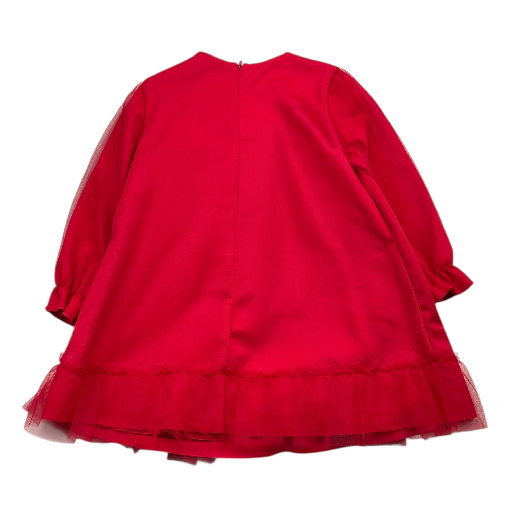 BARCELLINO abito tinta unita con applicazioni Rosso per Bambina 105219 ROSSO BARCELLINO 