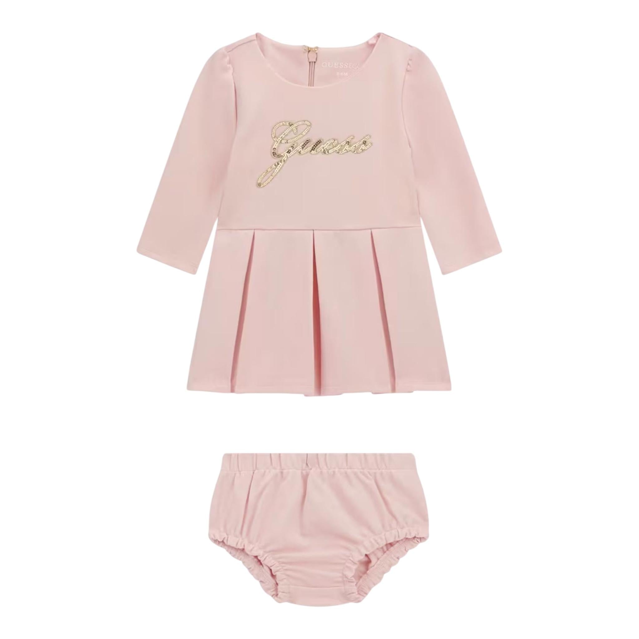 GUESS set abito tinta unita con pailettes-coulotte Rosa per Neonata A4BK01KAUH0 ROSA GUESS 