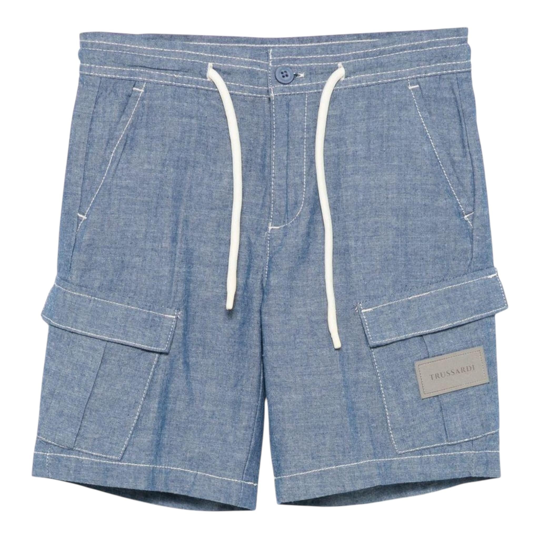 Trussardi Bermuda In Denim Tinta Unita per Bambino TIP25160BE AZZURRO TRUSSARDI 