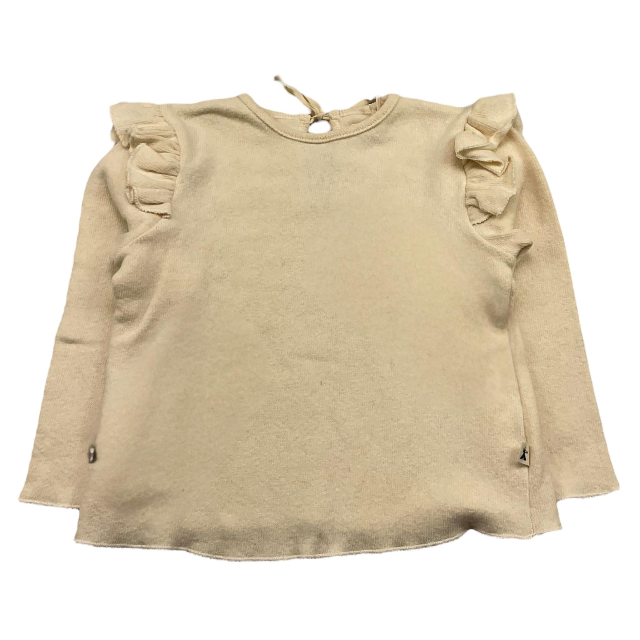 PETIT INDI maglia tinta unita con rouches Panna per Bambina AW24BK5207 PANNA PETIT INDI 