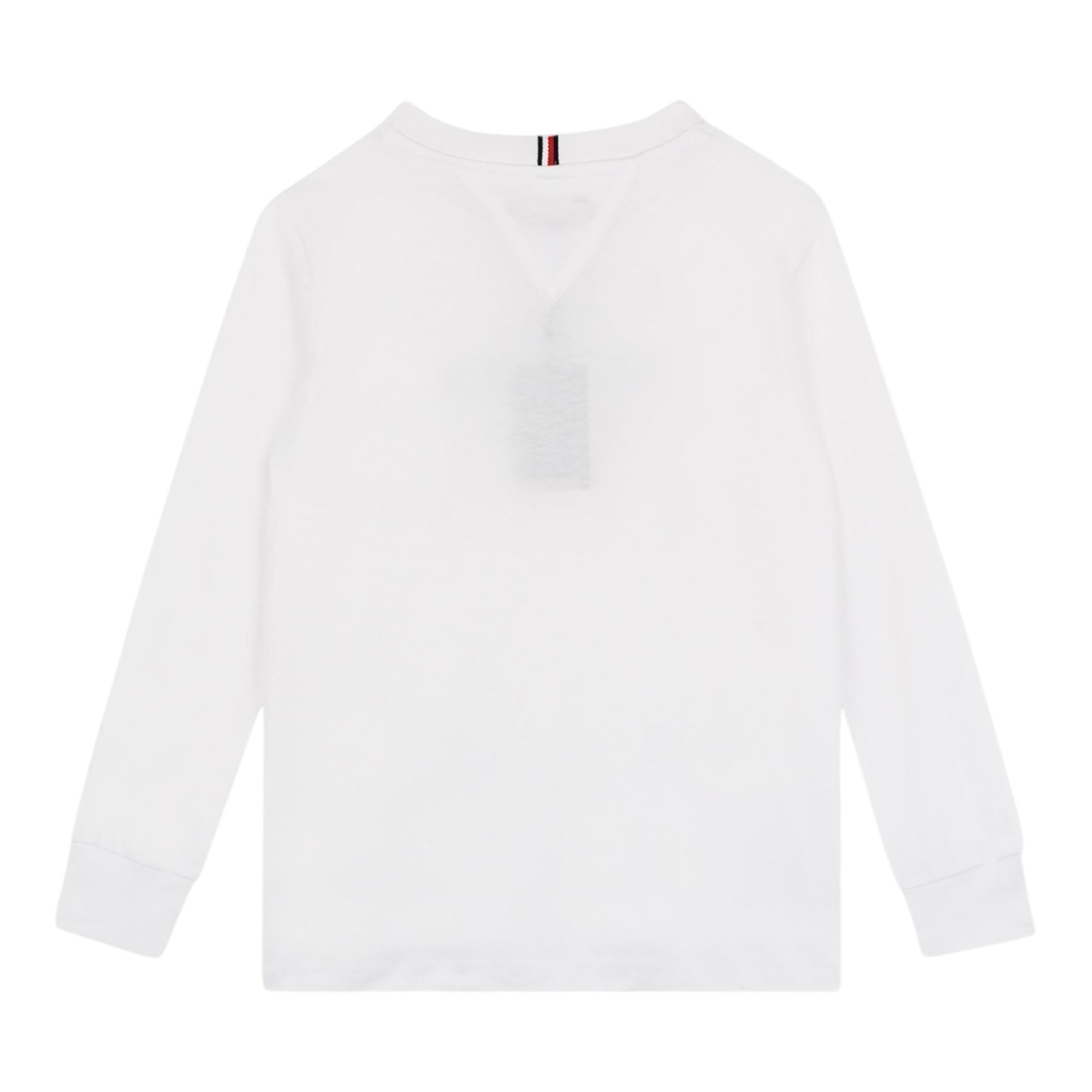 Tommy Hilfiger Shirt Girocollo Tinta Unita con Logo per Neonato KB0KB09633 BIANCO TOMMY HILFIGER 