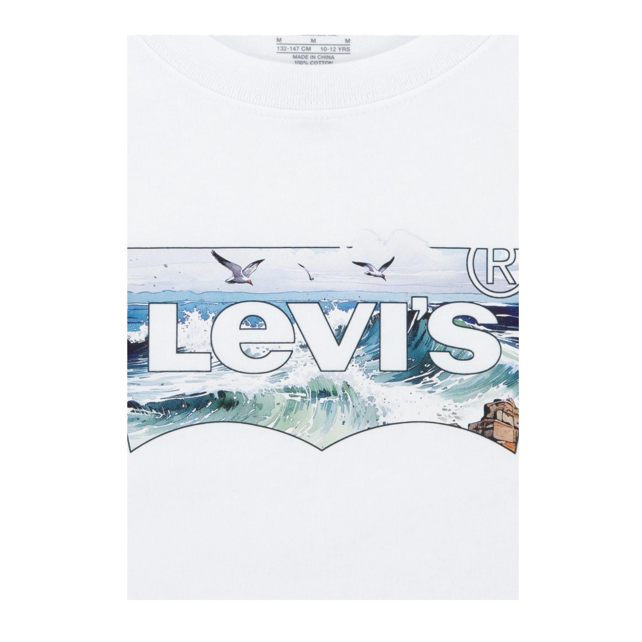 Levi'S T-Shirt Girocollo Tinta Unita con Logo per Bambino 9EM650 BIANCO LEVI'S 