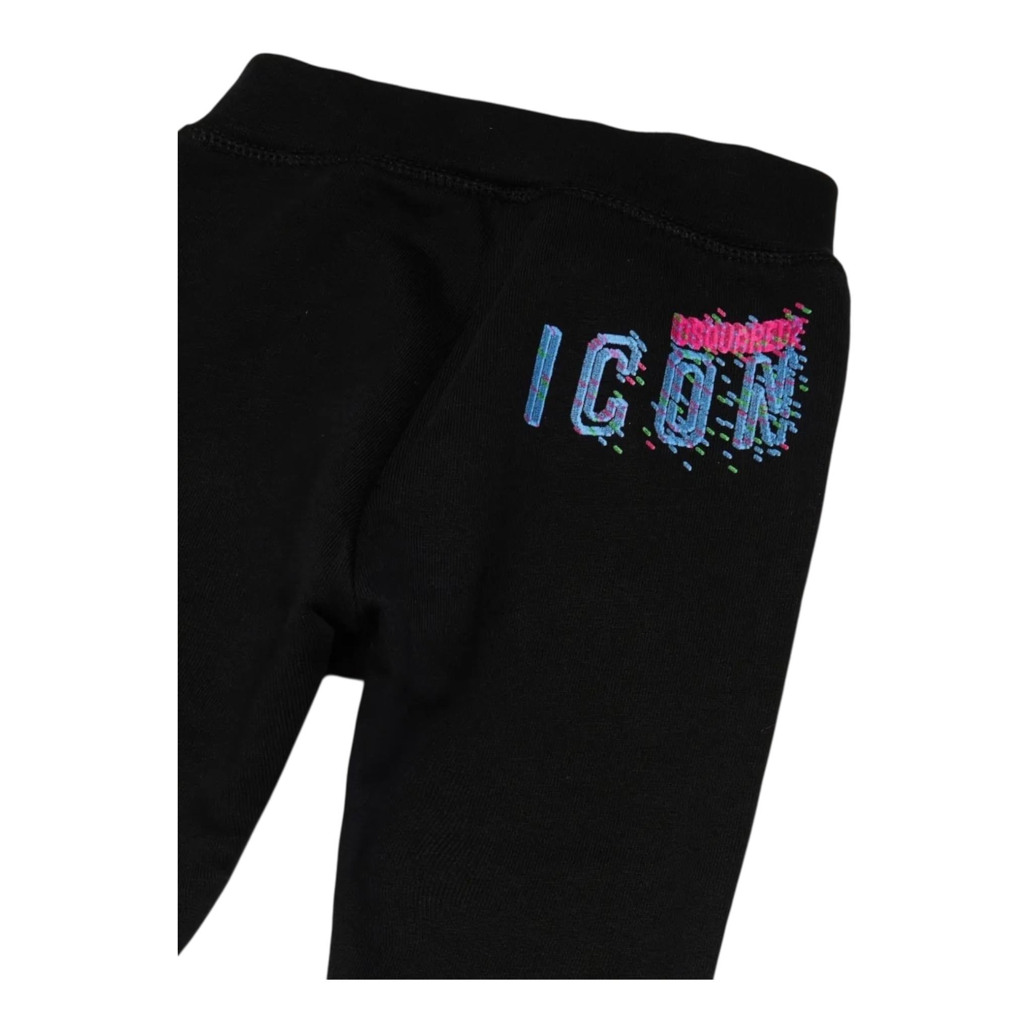 DSQUARED2 pantalone tuta tinta unita con logo Nero per Neonato DQ2056 NERO DSQUARED2 