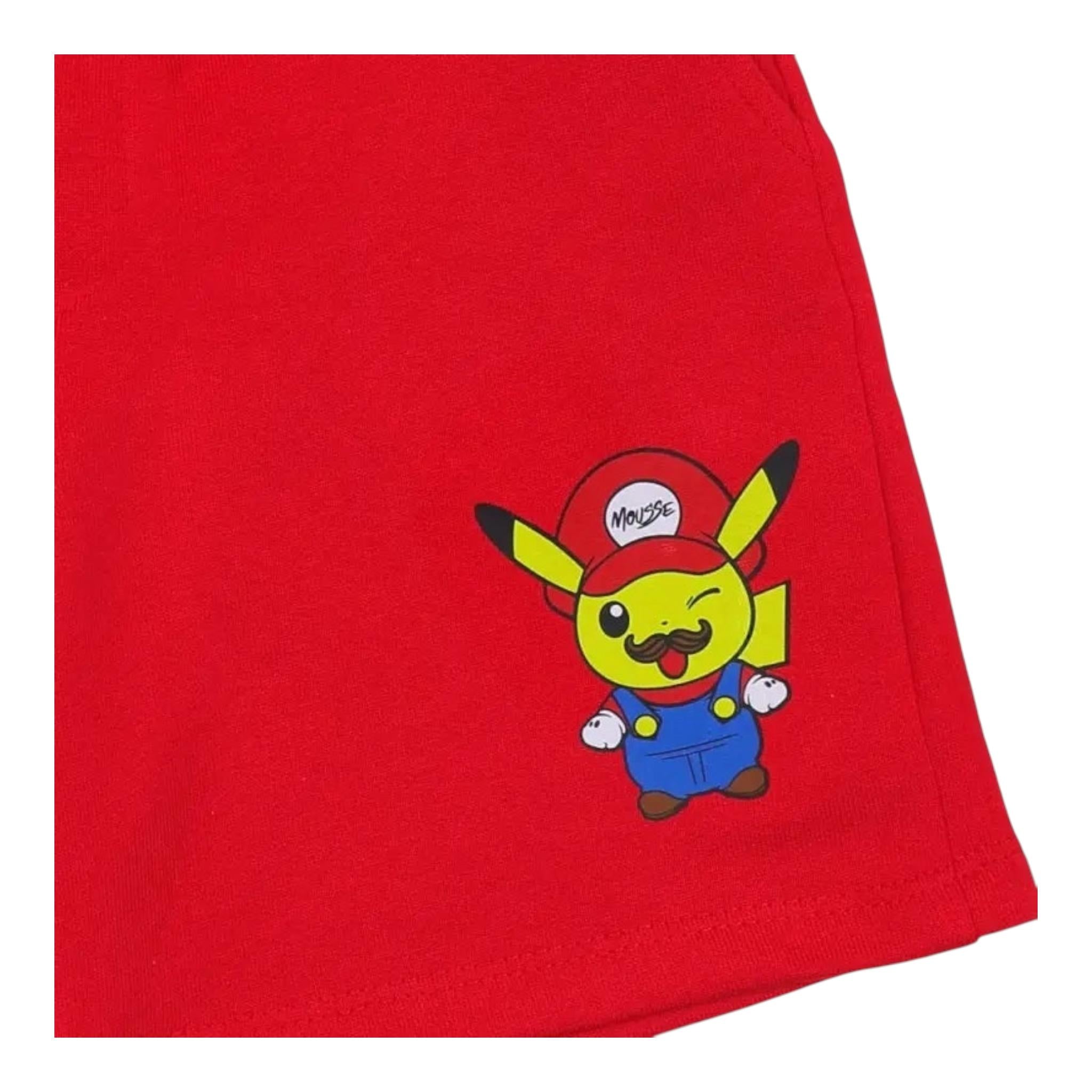 Mousse Bermuda Tinta Unita con Stampa per Bambino PIKAMARIOBB ROSSO MOUSSE 