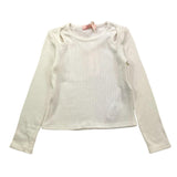 PLEASE maglia girocollo tinta unita a costine Panna per Bambina ML66072G68 PANNA PLEASE 