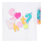 Billieblush T-Shirt Giocollo Tinta Unita con Maniche In Contrasto E Tulle per Bambina U20927X BIANCO BillIEBLUSH 