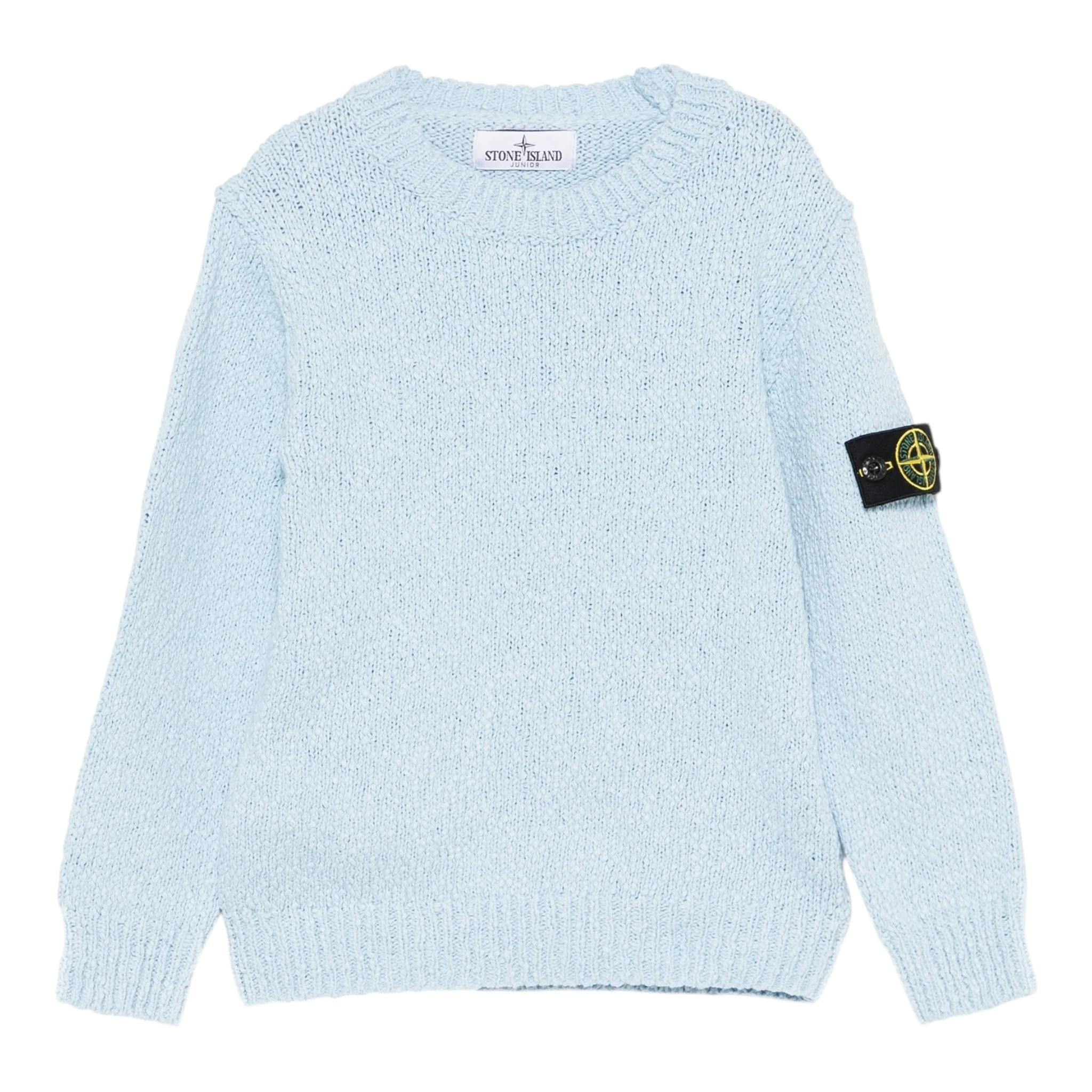 Stone Island Maglia Girocollo Tinta Unita con Logo per Bambino K1S165100019 AZZURRO STONE ISLAND 