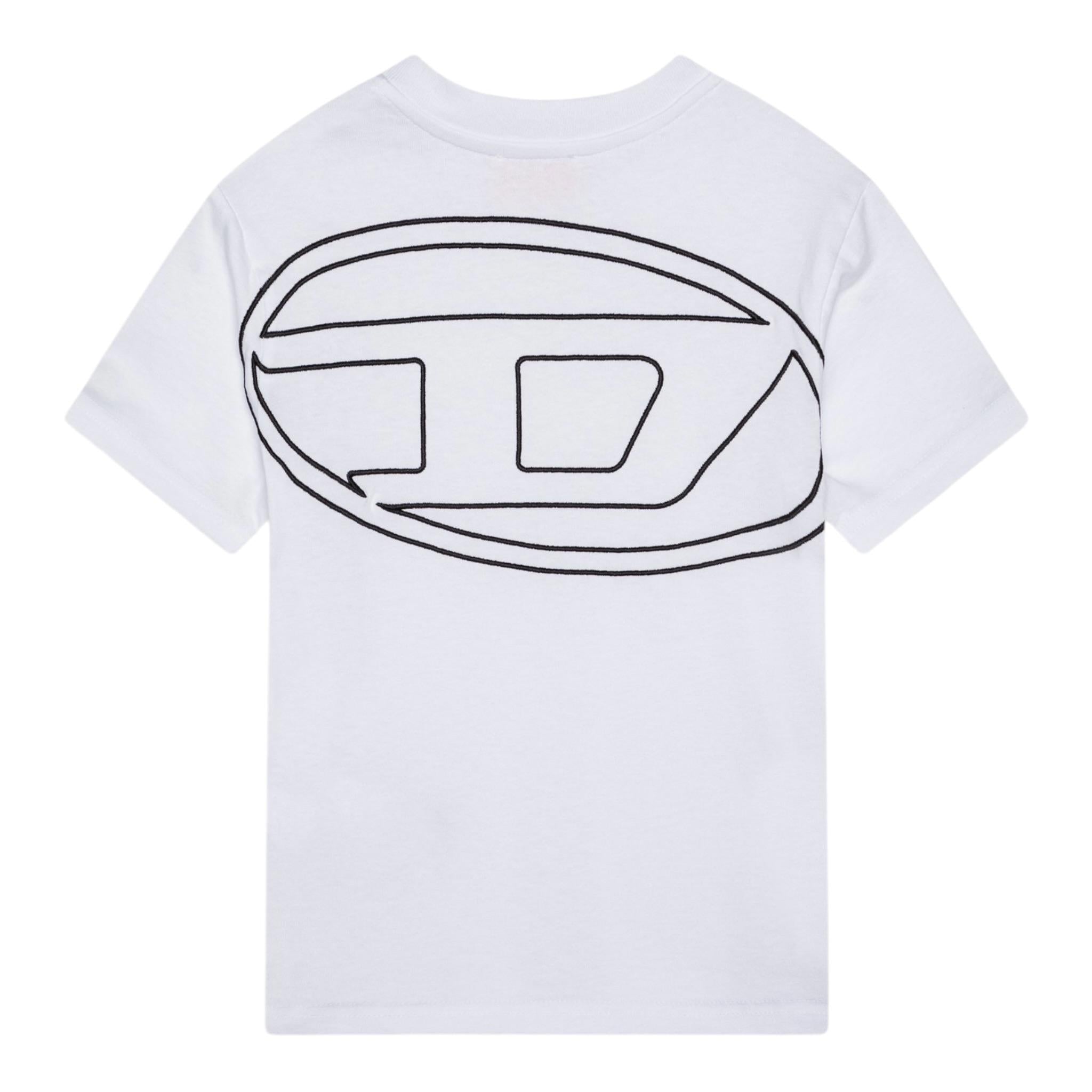 Diesel T-Shirt Girocollo Tinta Unita con Logo per Bambino J02276X BIANCO DIESEL 