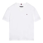 Tommy Hilfiger T-Shirt Girocollo Tinta Unita con Logo per Bambino KB0KB09601 BIANCO TOMMY HILFIGER 