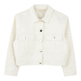 Michael Kors Giubbino Denim Tinta Unita con Applicazioni per Bambina R30293 CREMA MICHAEL KORS 