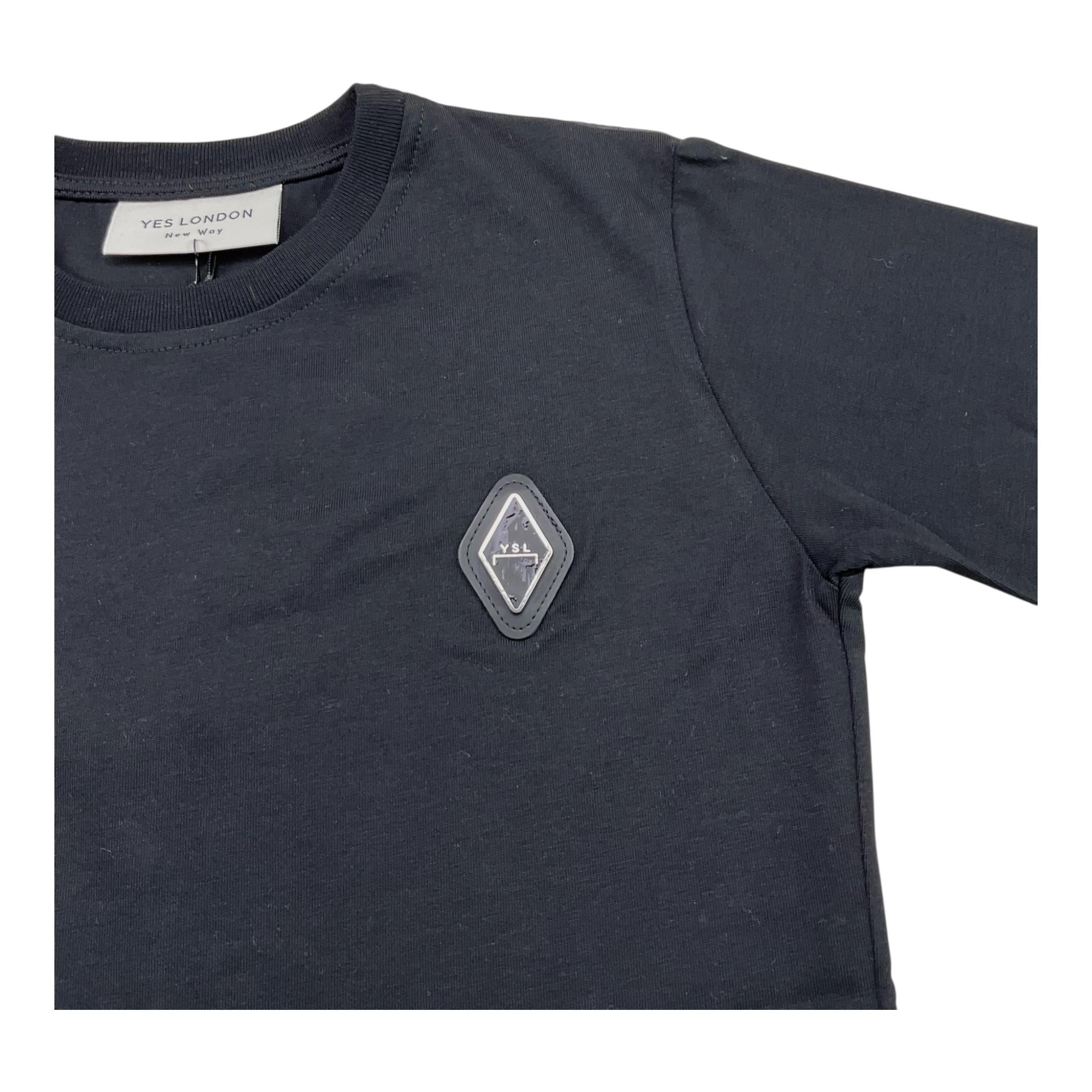 YES LONDON t-shirt girocoll tinta unita con logo Nero per Bambino JR2105 NERO YES LONDON 