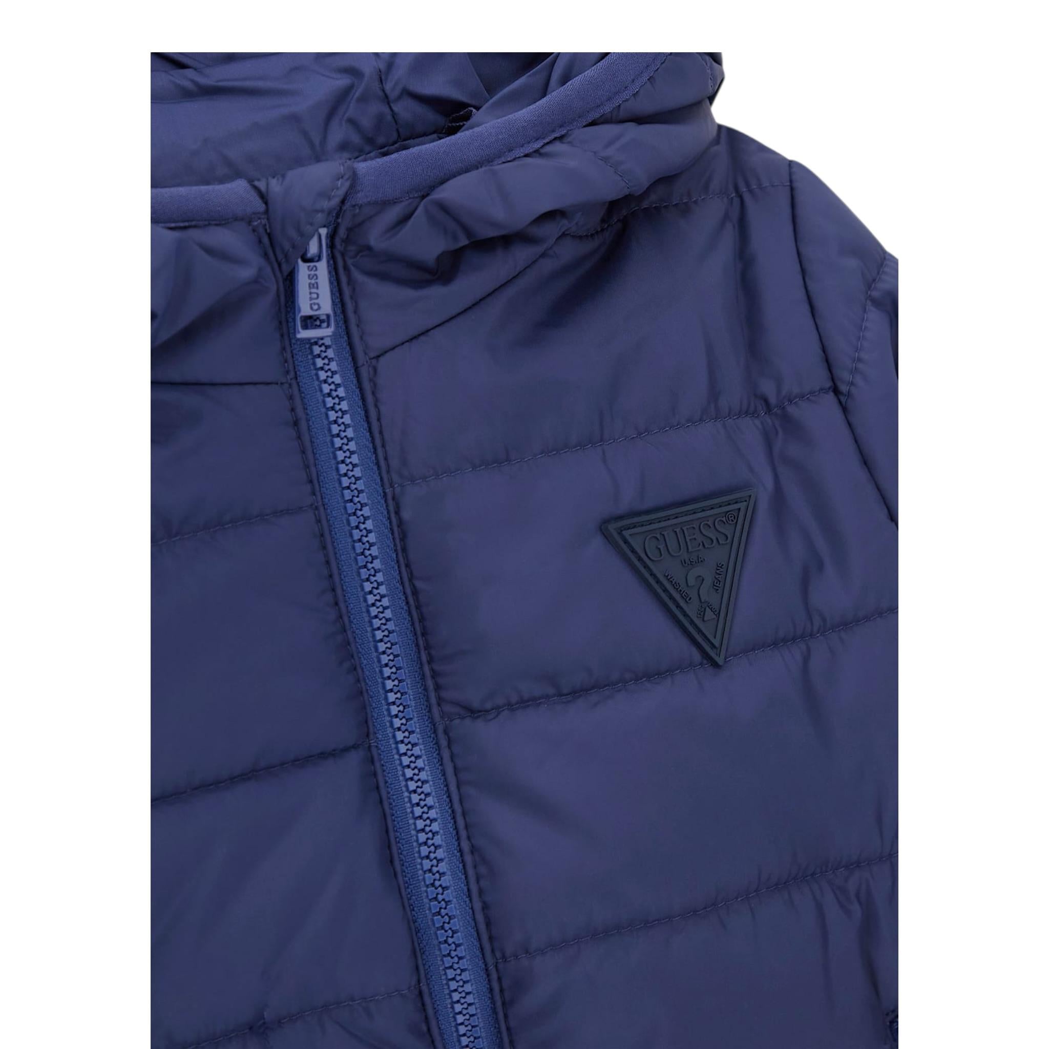 Guess Giubbino Tinta Unita con Cappuccio per Bambino H4BT03WCFM0J BLU GUESS 