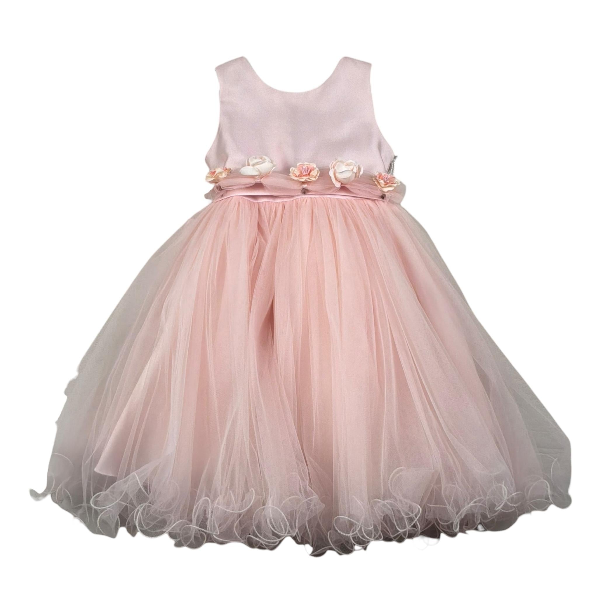 Bella Brilli Abito Cerimonia Tinta Unita Giromanica per Bambina BB902548 ROSA BELLA BRILLI 