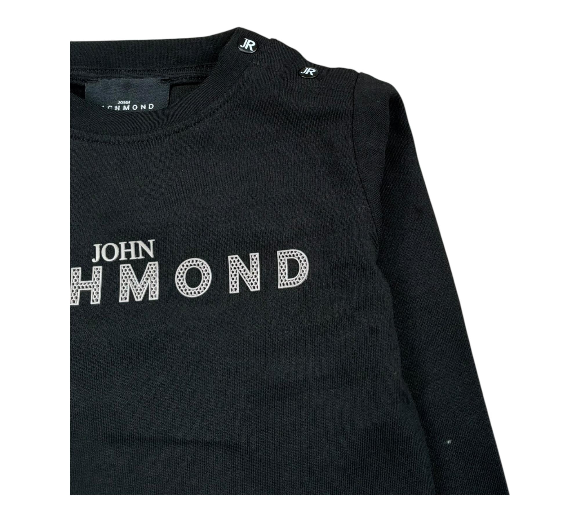 John Richmond Shirt Girocollo Tinta Unita con Logo per Neonato RIP26009TS NERO JOHN RICHMOND 