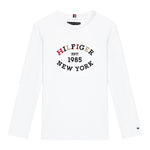 TOMMY HILFIGER shirt girocollo tinta unita con stampa in contrasto Bianco per Bambino KB0KB08659X BIANCO TOMMY HILFIGER 
