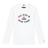 TOMMY HILFIGER shirt girocollo tinta unita con stampa in contrasto Bianco per Bambino KB0KB08659X BIANCO TOMMY HILFIGER 