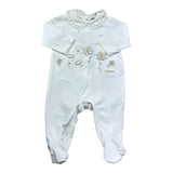 Le Bebe Tutina Manica Lunga Tinta Unita con Ricami per Neonata LBG6303 BIANCO LE BEBE 