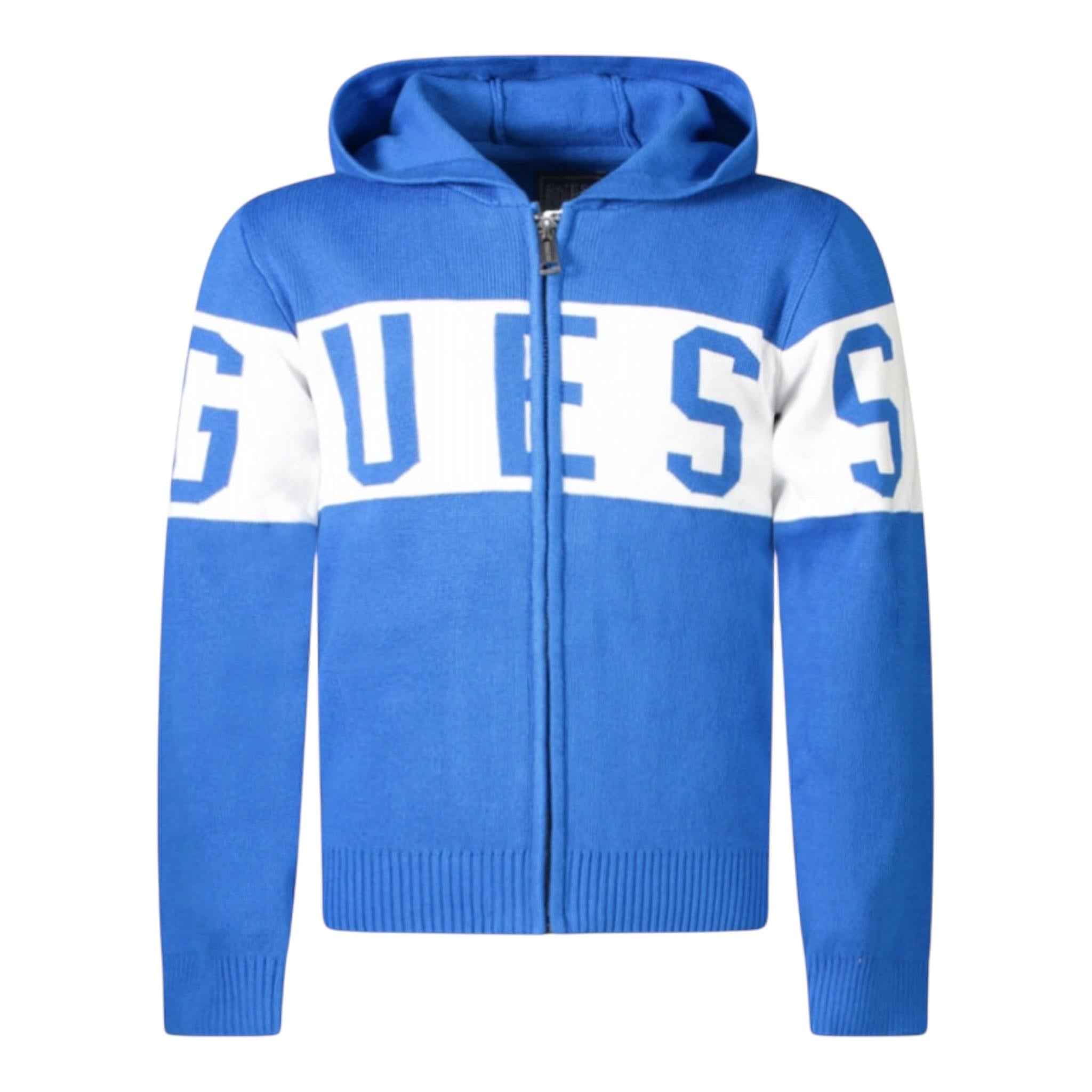 GUESS maglia tinta unita con stampa zip e cappuccio Cobalto per Neonato N4YR01Z2HH0 COBALTO GUESS 