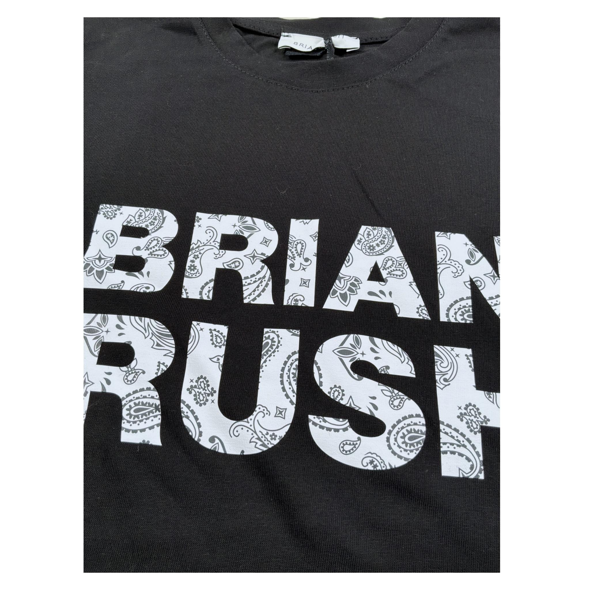 Brian Rush T-Shirt Girocollo tinta unita con Stampa Nero per Bambino TSHBR NERO BRIAN RUSH 