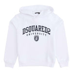 DSQUARED2 felpa chiusa con cappuccio tinta unita con logo Bianco per Bambino DQ2466 BIANCO DSQUARED2 