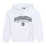 DSQUARED2 felpa chiusa con cappuccio tinta unita con logo Bianco per Bambino DQ2466 BIANCO DSQUARED2 