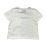 Simonetta Einfarbiges T-Shirt mit Rundhalsausschnitt und weißer Applikation für Baby-Mädchen